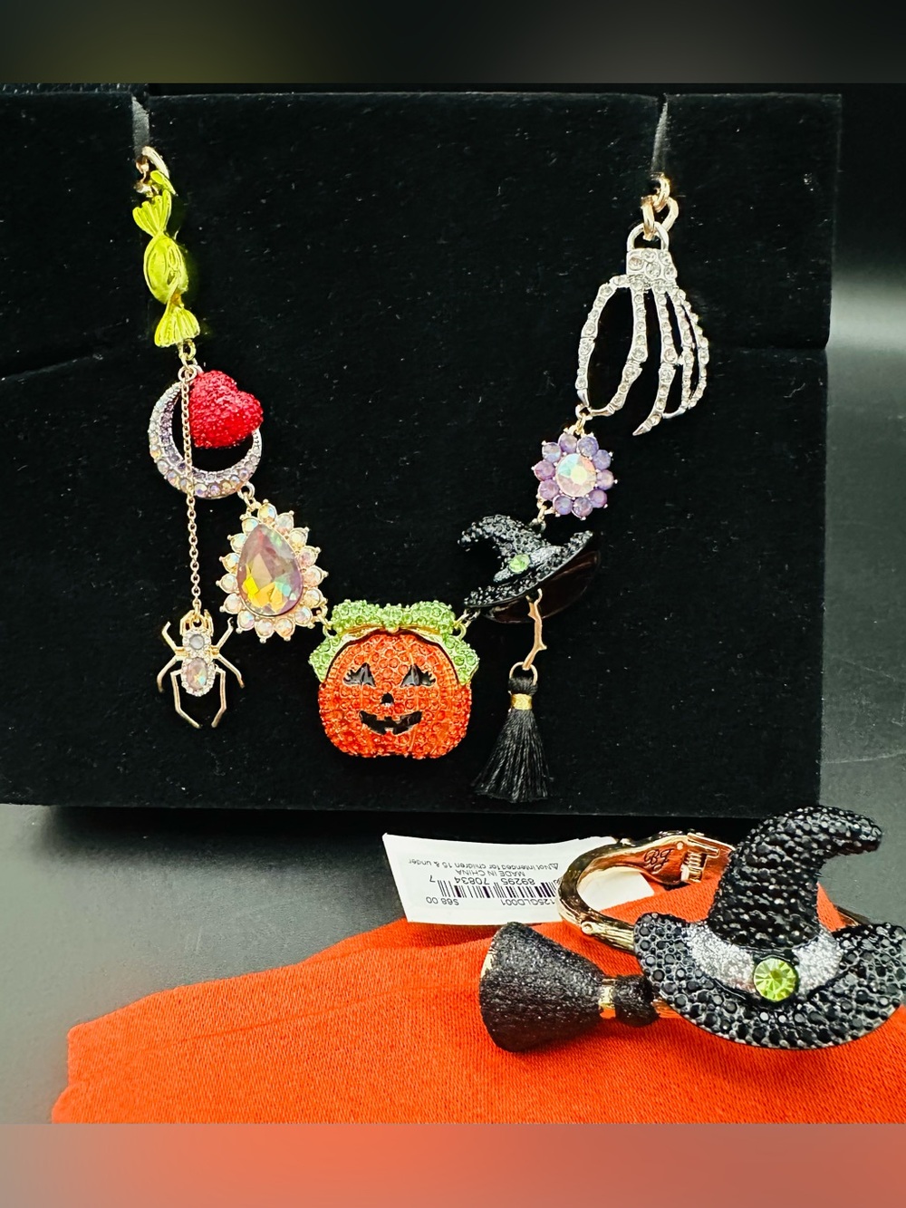 Betsey Johnson Halloween Charm Rhinestone Necklace & Matching Bracelet - Picture 11 of 11